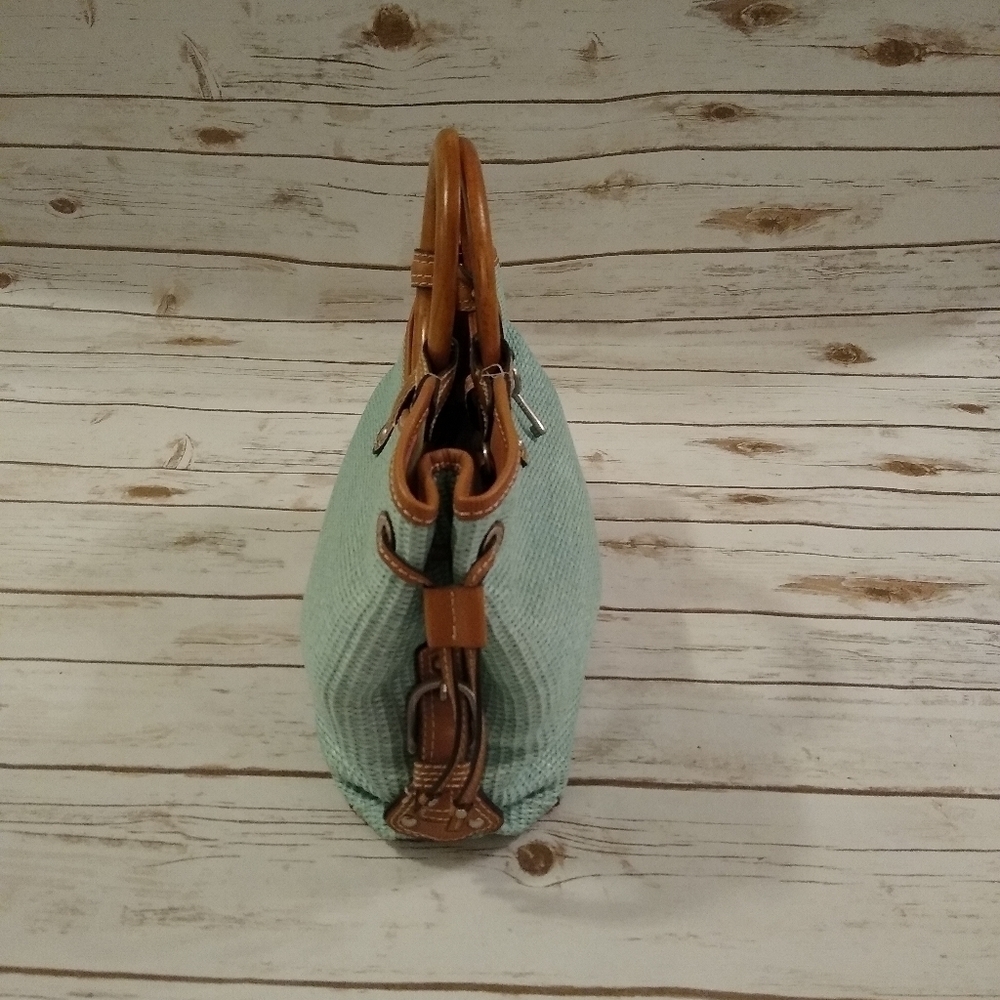 Fossil Woven Rattan Soft Seafoam Green Satchel Bag - Picture 2 of 16